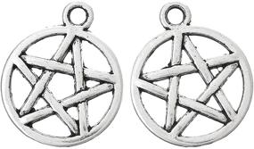 img 3 attached to 🌟 Housweety 50 Silver Tone Pentagram Charms Pendants - 20x17mm