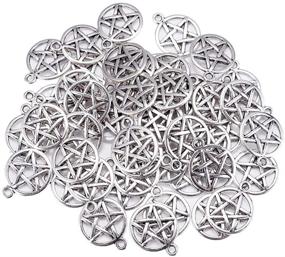 img 1 attached to 🌟 Housweety 50 Silver Tone Pentagram Charms Pendants - 20x17mm