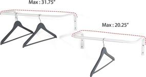 img 2 attached to 👕 Set of 2 White Wall-Mounted Steel Clothes Rack: Adjustable, Durable Organizer for Drying and Hanging in Closet Bar Rail