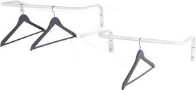 img 4 attached to 👕 Set of 2 White Wall-Mounted Steel Clothes Rack: Adjustable, Durable Organizer for Drying and Hanging in Closet Bar Rail