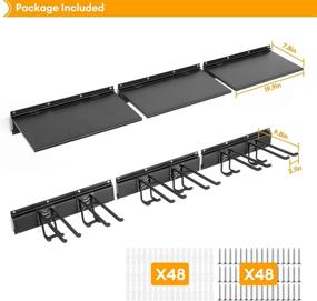img 3 attached to 🔧 Maximize Garage Space with Heavy-Duty Wall Mount Tool Organizer Rack - Ideal for Storing Garden Tools, Chairs, Brooms, Rakes, Cords, and More - Supports Up to 1200lbs