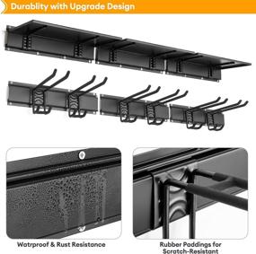img 2 attached to 🔧 Maximize Garage Space with Heavy-Duty Wall Mount Tool Organizer Rack - Ideal for Storing Garden Tools, Chairs, Brooms, Rakes, Cords, and More - Supports Up to 1200lbs