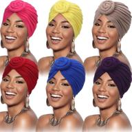 🔆 6-piece satinior women's african turban headwrap with flower knot pre-tied bonnet beanie cap logo