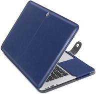 mosiso macbook air 13 inch case a1369 a1466: 📚 premium pu leather book folio sleeve, navy blue - 2010-2017 release logo