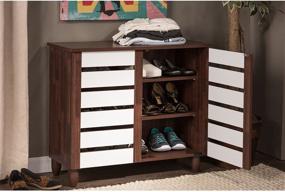 img 3 attached to Baxton Studio Wholesale Interiors Gisela Oak and White 2-Door Shoe Cabinet: Organize and Style with 2-Tone Elegance