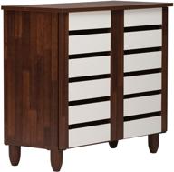 baxton studio wholesale interiors gisela oak and white 2-door shoe cabinet: organize and style with 2-tone elegance logo