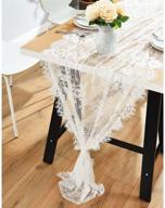 ourwarm vintage lace wedding table runner - 28 x 120 inches, white floral lace runners for rustic chic wedding reception decor, boho bridal shower party decoration логотип