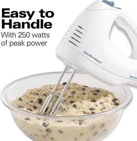 img 2 attached to 🌀 Hamilton Beach 6-Speed Hand Mixer with Beaters, Whisk, and Snap-On Storage Case - White