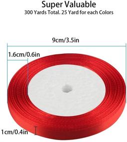 img 2 attached to 🎁 Tomorotec Silk Satin Rolls: 12 Color 300 Yard Total Satin Ribbon for Gift Package Wrapping, Bows, Crafts, Gifts, Party, Wedding