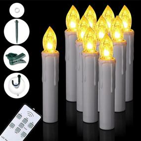 img 4 attached to 🕯️ SoulBay 10Pcs Dimmable Flicker Flameless LED Taper Candles with Timer Remote - Battery Operated Window Christmas Lights for Home Party Decoration - Warm White