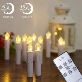 img 1 attached to 🕯️ SoulBay 10Pcs Dimmable Flicker Flameless LED Taper Candles with Timer Remote - Battery Operated Window Christmas Lights for Home Party Decoration - Warm White