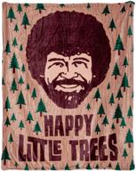 🌲 cozy up with the calhoun officially licensed bob ross happy little trees plush throw blanket: embrace the joy of painting! logo