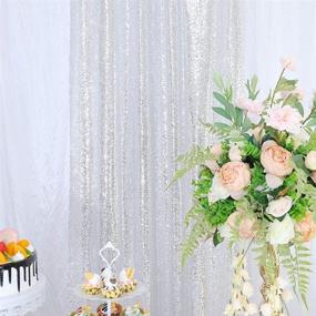 img 3 attached to 🎉 Sparkling Silver Sequin Backdrop Curtain - 2 Panels 2.5x8FT Glittery Silver Sequin Curtains for Birthday Party Wedding Christmas Photo Background Decoration