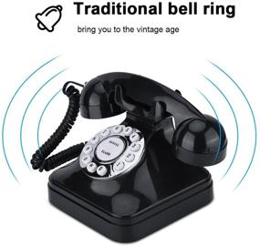 img 1 attached to Richer-R Retro Phone - WX-3011 Vintage Landline Telephone with Traditional Bell Ring and Multi-Function, Plastic Home Wire Phone (Black)