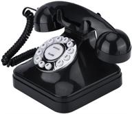 richer-r retro phone - wx-3011 vintage landline telephone with traditional bell ring and multi-function, plastic home wire phone (black) logo
