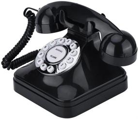 img 4 attached to Richer-R Retro Phone - WX-3011 Vintage Landline Telephone with Traditional Bell Ring and Multi-Function, Plastic Home Wire Phone (Black)