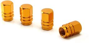 img 4 attached to IJDMTOY (4) Tuner Racing Style Gold Aluminum Tire Valve Caps (Hexagon Shape)