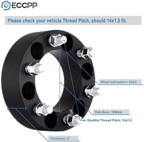 img 3 attached to 🔧 Высококачественные адаптеры дистанционных колес ECCPP 2PCS 2" 6-шпильковые | 50 мм 6x5.5 6x139,7 | Болты 14x1,5 | Диаметр ступицы 108 мм | Chevrolet C2500 & GMC Sierra 1500