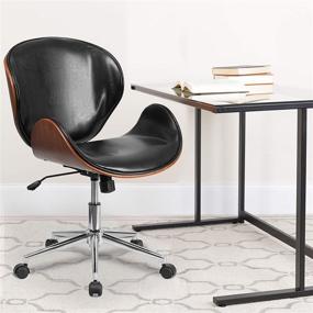 img 4 attached to 🪑 Stylish Mid-Back Walnut Wood Conference Office Chair in Black LeatherSoft by Flash Furniture