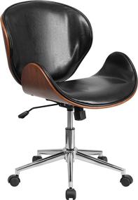 img 3 attached to 🪑 Stylish Mid-Back Walnut Wood Conference Office Chair in Black LeatherSoft by Flash Furniture