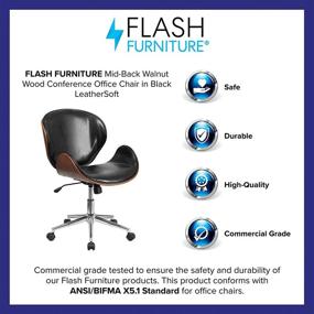 img 1 attached to 🪑 Stylish Mid-Back Walnut Wood Conference Office Chair in Black LeatherSoft by Flash Furniture