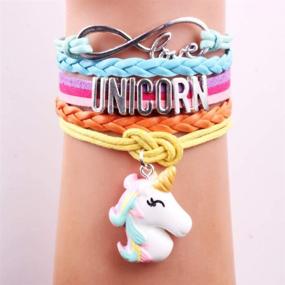 img 2 attached to 🦄 Handmade Leather Bracelet with Infinity, Cute Unicorn, Tortoise, Angel Wings, Owl, Butterfly, Anchor, Brids, Heart, Best Friend Charm - Perfect Friendship Gift