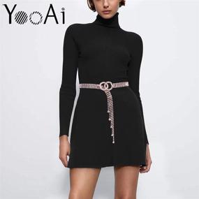 img 2 attached to 💎 Sparkling Elegance: YooAi Crystal Rhinestone Waistband in Silver - Women's Stylish Accessories and Belts