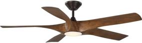 img 2 attached to Transitional Indoor/Outdoor Smart DC Ceiling Fan - Vernal Collection, 60-Inch, Woodgrain, LED, WiFi-enabled, 5-Blade