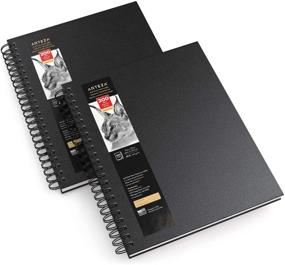 img 4 attached to 📚 Arteza Sketch Book 9x12 - 2-Pack, Black Drawing Pads - 200 Sheets Total - 68 lb 100 GSM - Hardcover Sketchbook - Spiral-Bound - Use with Pencils, Charcoal, Pens, Crayons & More