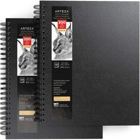 img 3 attached to 📚 Arteza Sketch Book 9x12 - 2-Pack, Black Drawing Pads - 200 Sheets Total - 68 lb 100 GSM - Hardcover Sketchbook - Spiral-Bound - Use with Pencils, Charcoal, Pens, Crayons & More