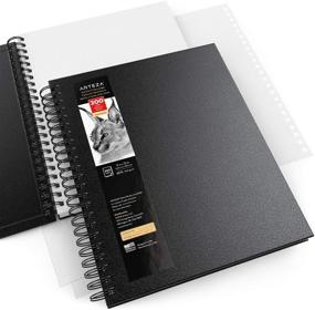 img 1 attached to 📚 Arteza Sketch Book 9x12 - 2-Pack, Black Drawing Pads - 200 Sheets Total - 68 lb 100 GSM - Hardcover Sketchbook - Spiral-Bound - Use with Pencils, Charcoal, Pens, Crayons & More