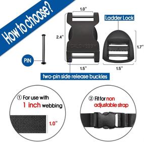 img 3 attached to Ultimate Field Repair Buckle: 1 Inch Plastic Buckles & Adjustable Side Release - 2pc Quick Release Buckles with Ladder Lock - 1 Inch