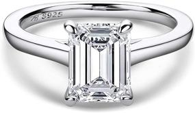 img 4 attached to 💎 YUNKAI Women's Engagement Ring with Cubic Zirconia, Sterling Silver Fine Jewelry for Wedding, Anniversary, Birthday, Christmas Gift (Emerald Cut/Cushion Cut/Oval Cut)