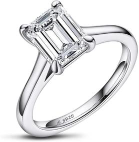 img 3 attached to 💎 YUNKAI Women's Engagement Ring with Cubic Zirconia, Sterling Silver Fine Jewelry for Wedding, Anniversary, Birthday, Christmas Gift (Emerald Cut/Cushion Cut/Oval Cut)