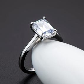 img 2 attached to 💎 YUNKAI Women's Engagement Ring with Cubic Zirconia, Sterling Silver Fine Jewelry for Wedding, Anniversary, Birthday, Christmas Gift (Emerald Cut/Cushion Cut/Oval Cut)