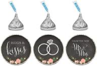 🍫 andaz press chocolate drop labels stickers, wedding hugs & kisses from the new mr. & mrs, chalkboard floral roses, 216-pack, ideal for bridal shower, engagement, kisses party favors, and decor logo