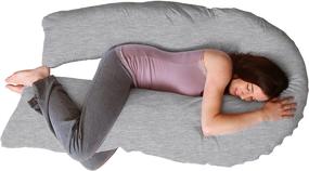 img 2 attached to 🛏️ Enhance Your Sleeping Experience with the Deluxe Comfort Jersey Knit Cover for The Perfect U Full-Body Pillow in Grey