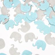 🐘 blue elephant confetti: premium scatter decoration for boy baby shower, birthday, gender reveal party - 100 pcs, blue+gray logo