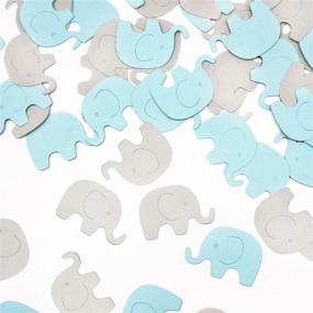img 4 attached to 🐘 Blue Elephant Confetti: Premium Scatter Decoration for Boy Baby Shower, Birthday, Gender Reveal Party - 100 Pcs, Blue+Gray