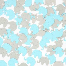 img 3 attached to 🐘 Blue Elephant Confetti: Premium Scatter Decoration for Boy Baby Shower, Birthday, Gender Reveal Party - 100 Pcs, Blue+Gray
