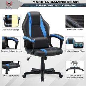 img 3 attached to 🎮 Yaksha Gamer Chair: Ergonomic Blue Gaming Chair with Massage Lumbar Support