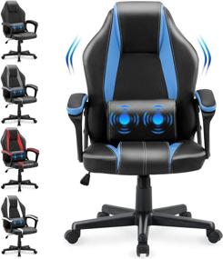 img 4 attached to 🎮 Yaksha Gamer Chair: Ergonomic Blue Gaming Chair with Massage Lumbar Support