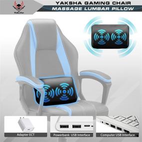 img 2 attached to 🎮 Yaksha Gamer Chair: Ergonomic Blue Gaming Chair with Massage Lumbar Support