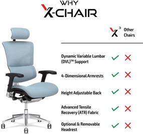 img 1 attached to 🪑 Blue X-Chair X3 Management Office Chair with Headrest and A.T.R. Fabric - Premium Comfort and Lumbar Support - Enhanced Recline and Adjustability - Durable Executive Desk Seat