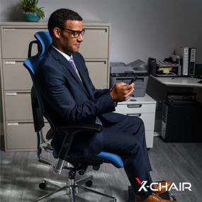 img 3 attached to 🪑 Blue X-Chair X3 Management Office Chair with Headrest and A.T.R. Fabric - Premium Comfort and Lumbar Support - Enhanced Recline and Adjustability - Durable Executive Desk Seat