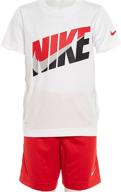 nike boy's dri-fit t-shirt & 👕 shorts set: stylish 2 piece activewear ensemble logo