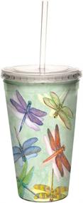 img 1 attached to 🌿 Tree-Free Greetings Cool Cups: Eco-Friendly Double-Walled Insulated Tumbler with Straw and Lid - Dragonflies Design