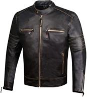 🧥 men's versatile motorcycle ce armor: ventilated leather cruiser biker jacket - size l logo