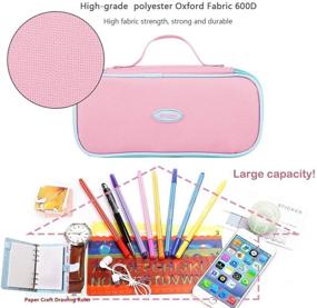 img 4 attached to 🎒 Large Capacity Pencil Case - E4go Pencil Bag with Zipper, High Grade Oxford Fabric 600D, Multifunctional as Toiletry Makeup Bag for Girls, Pink Color, 8.7x4.2x2.2 Inches