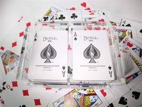 img 1 attached to 🃏 Luxe Dominoes: Modern Elegant Playing Card Deck Holder Tray with 2 Decks of Playing Cards in a Stylish Deluxe Acrylic Box and Colorful Lid